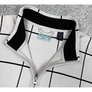 Alan Flusser Golf 1/4 Zip Pullover Men XXL Cream Windowpane Heavy Knit